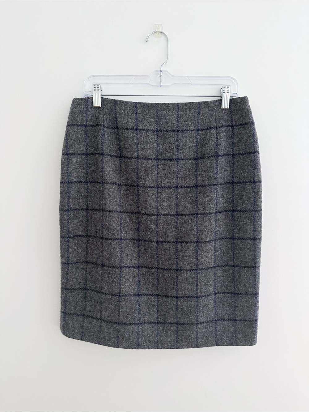 Boden British Tweed 100% Wool Gray Plaid Pencil Skirt Size 10R Classic Academia